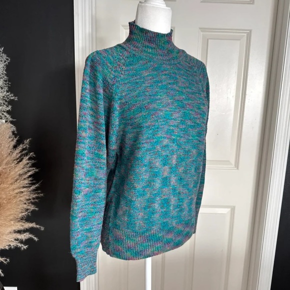 Vintage Le Moda Knitwear Multicolor Silk Blend Mock Neck Sweater 
Size Small - Picture 2 of 13